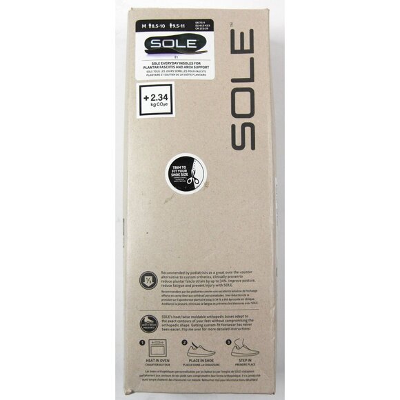 SOLE Everyday Shoe Insoles Orthotic Arch Support Inserts Size 8.5 - 10 - Picture 4 of 5